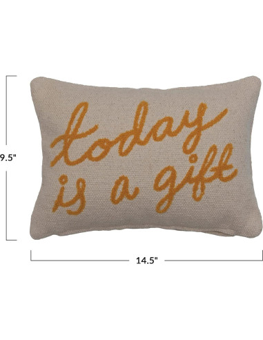 Almohada Lumbar de Algodón Bordada Creative Co-Op 36.83x24.13cm