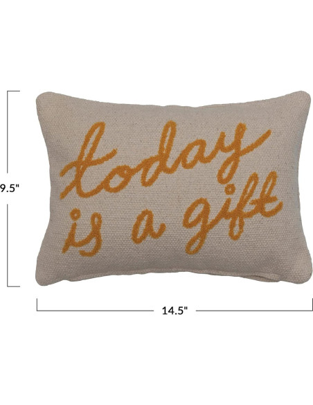 Almohada Lumbar de Algodón Bordada Creative Co-Op 36.83x24.13cm