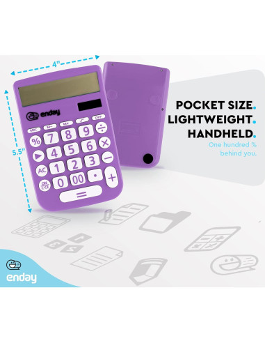 Calculadora Básica Enday 12 Dígitos Solar Púrpura