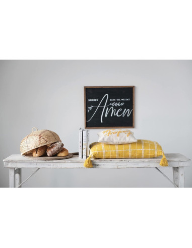 Almohada Lumbar de Algodón Bordada Creative Co-Op 36.83x24.13cm