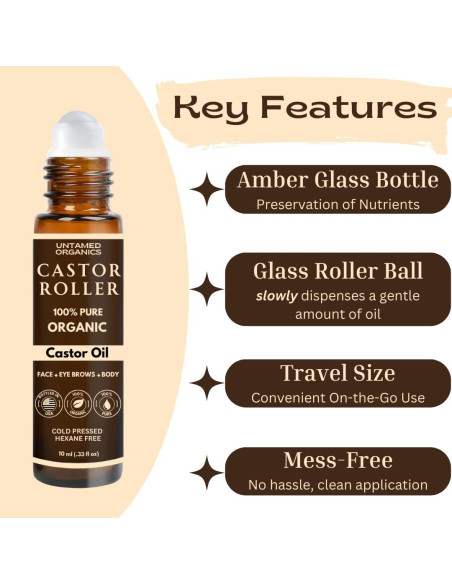 Aceite de Ricino Orgánico Roll On Untamed 30ml - Hidratante y Crecimiento