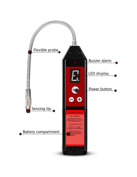 Detector de Fugas de Gas Halógeno Wale&Morn WJL-6000PRO