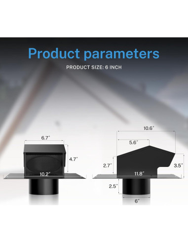 Ventilación de Techo Hon&Guan 6 Pulgadas Acero Galvanizado