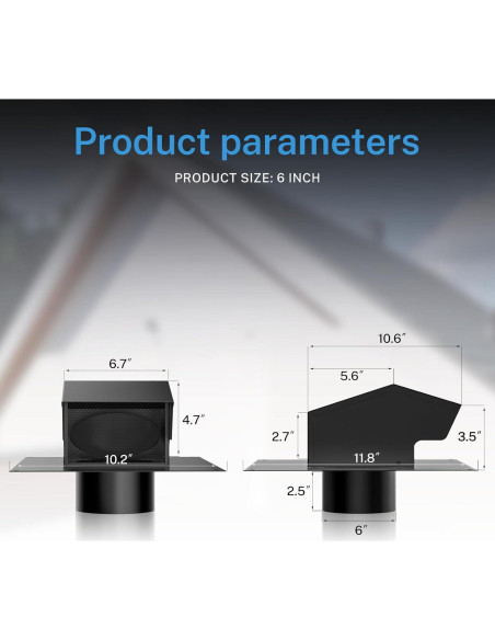 Ventilación de Techo Hon&Guan 6 Pulgadas Acero Galvanizado