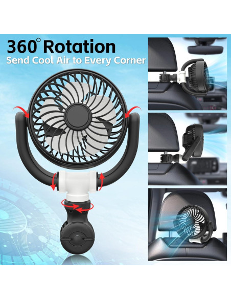 Ventilador Recargable Dealswin para Automóvil 3 Velocidades