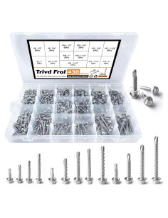 Juego de Tornillos Autoperforantes TrivdPro 430 Pcs Acero Inoxidable