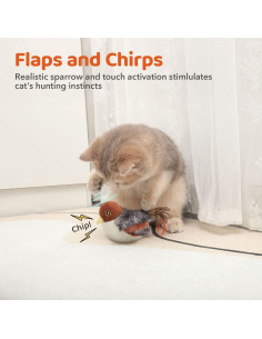 Juguete Interactivo para Gatos Potaroma Pájaro 10 cm Recargable 2