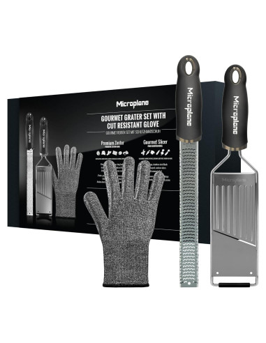 Rallador de Cocina Microplane Gourmet con Guante Protector