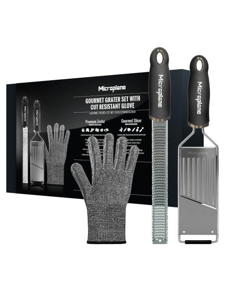Rallador de Cocina Microplane Gourmet con Guante Protector