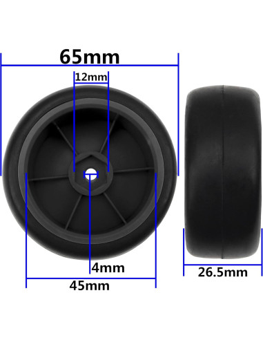 Aros de Rueda 12mm + Neumáticos de Goma 65mm HIRCQOO RC