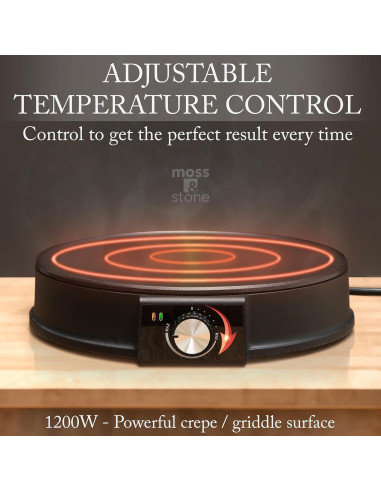 Moss & Stone Máquina Eléctrica para Crepas 30 cm Antiadherente