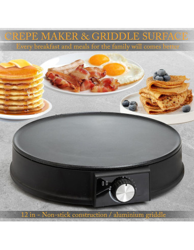 Moss & Stone Máquina Eléctrica para Crepas 30 cm Antiadherente