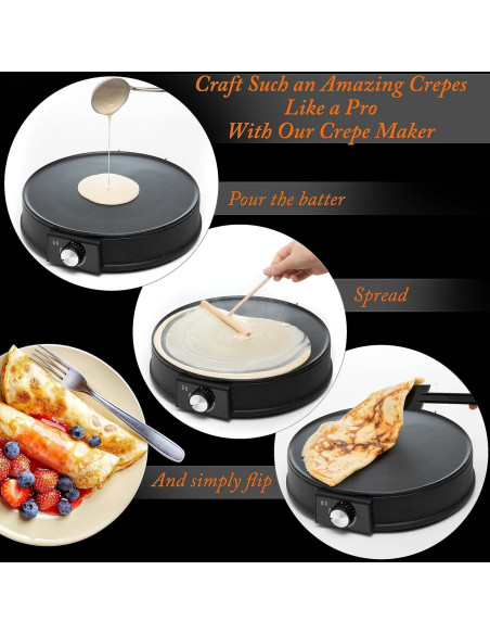 Moss & Stone Máquina Eléctrica para Crepas 30 cm Antiadherente