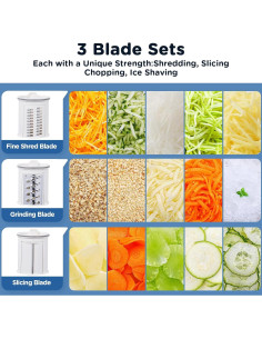 Rallador Eléctrico Aobosi 3 en 1 para Verduras y Queso 2