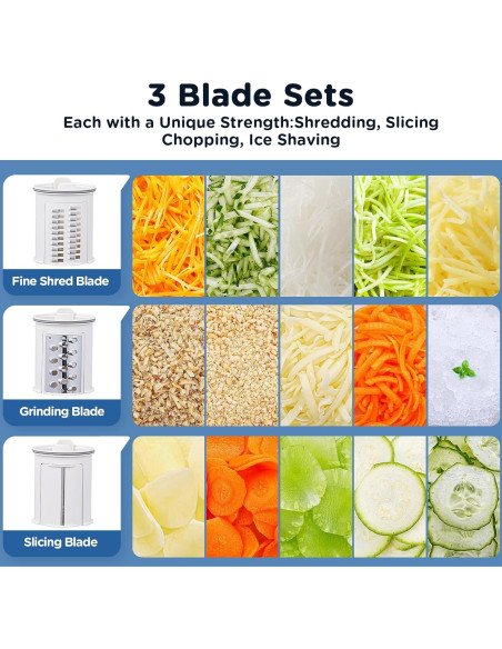 Rallador Eléctrico Aobosi 3 en 1 para Verduras y Queso