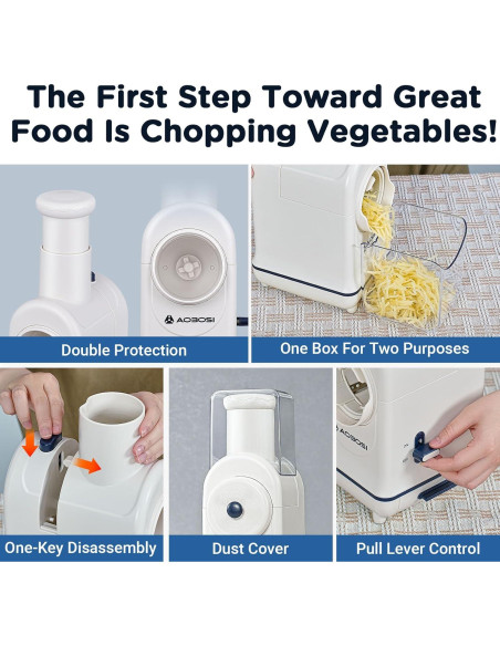 Rallador Eléctrico Aobosi 3 en 1 para Verduras y Queso