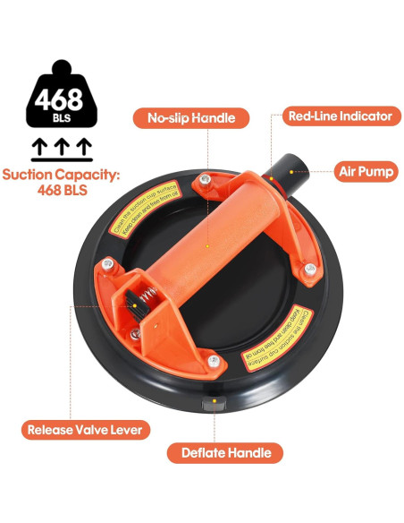 Ventosas de vidrio CWD&SQH 20.8 cm 212 kg 2 unidades Ventosas de vidrio CWD&SQH 20.8 cm 212 kg 2 unidades