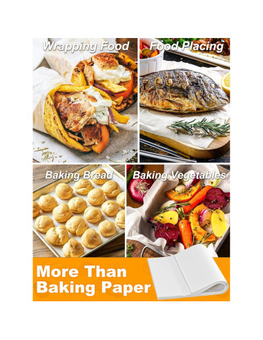 SMARTAKE 200 Hojas de Papel Pergamino 30x40 cm Anti-adherente