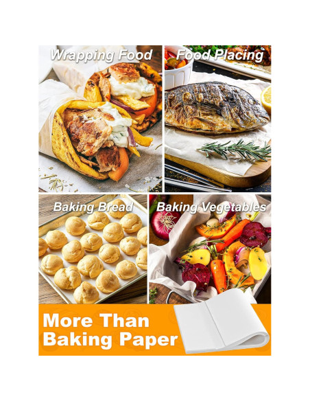 SMARTAKE 200 Hojas de Papel Pergamino 30x40 cm Anti-adherente