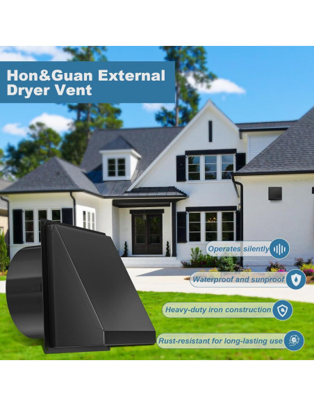 Cubierta de Ventilación para Secadora Hon&Guan 10.2 cm Negra