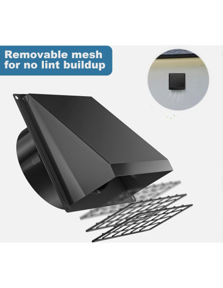 Cubierta de Ventilación para Secadora Hon&Guan 10.2 cm Negra