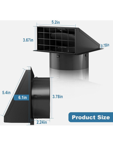 Cubierta de Ventilación para Secadora Hon&Guan 10.2 cm Negra