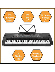 Teclado Electrónico Hamzer 61 Teclas con Soporte y Accesorios 2