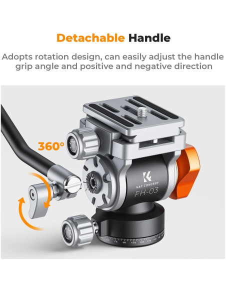 Cabezal Fluido K&F Concept FH-03 para Trípode 5kg