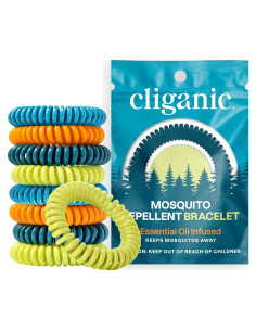 Cliganic Paquete de 10 Pulseras Repelentes Sin DEET