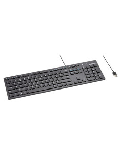 Teclado QWERTY con cable Amazon Basics, tamaño completo, negro