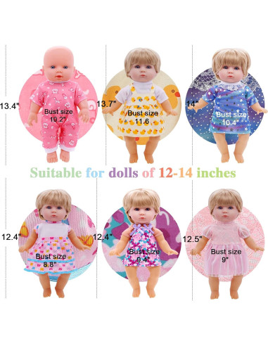 12 Conjuntos de Ropa para Muñecas 30 cm Digabi