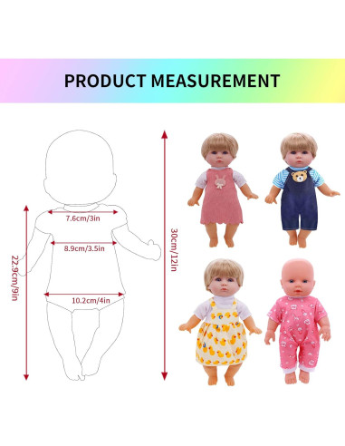 12 Conjuntos de Ropa para Muñecas 30 cm Digabi