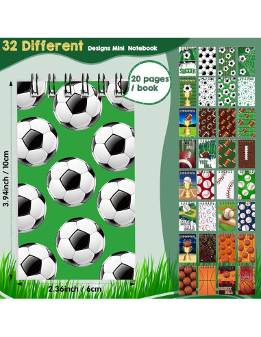 Faccito 32 Mini Blocs de Notas Fútbol para Niños