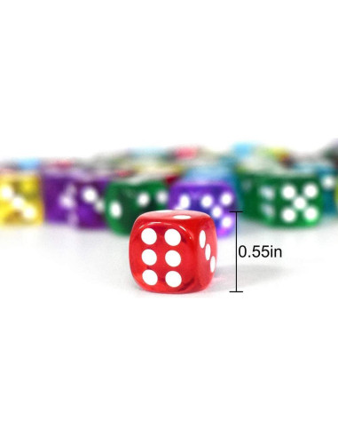 Juego de Dados de 6 Caras GALIREN 50 Piezas 1.4 cm Colores