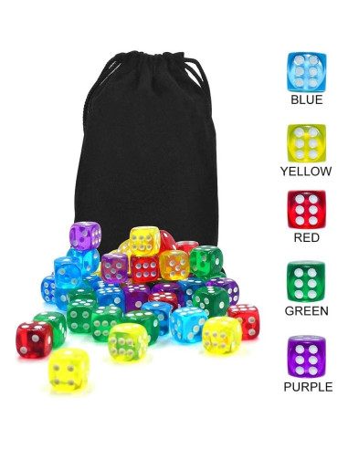 Juego de Dados de 6 Caras GALIREN 50 Piezas 1.4 cm Colores