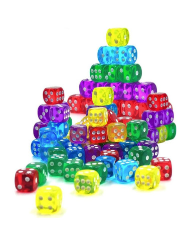 Juego de Dados de 6 Caras GALIREN 50 Piezas 1.4 cm Colores