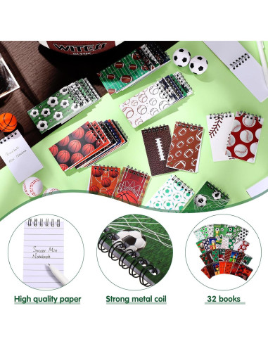 Faccito 32 Mini Blocs de Notas Fútbol para Niños
