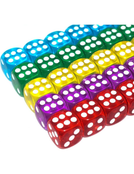Juego de Dados de 6 Caras GALIREN 50 Piezas 1.4 cm Colores Juego de Dados de 6 Caras GALIREN 50 Piezas 1.4 cm Colores
