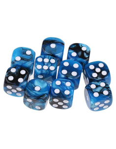 10 Dados Poliedricos D6 Acrílicos 16mm Azul Negro para RPG