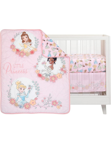 Conjunto de Ropa de Cuna Disney Princesas Lambs & Ivy 3 Piezas Rosa