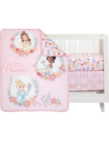 Conjunto de Ropa de Cuna Disney Princesas Lambs & Ivy 3 Piezas Rosa