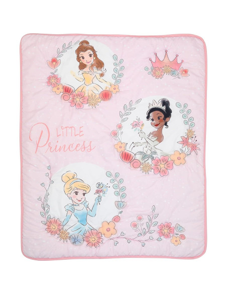 Conjunto de Ropa de Cuna Disney Princesas Lambs & Ivy 3 Piezas Rosa