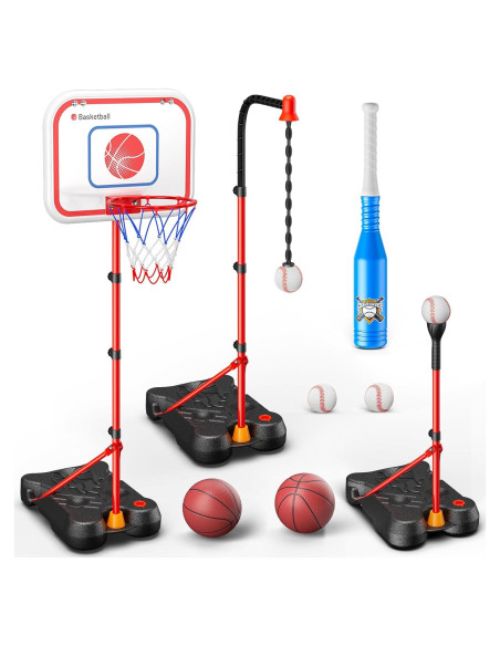 HopeRock Set 2 en 1 Canasta de Baloncesto y Béisbol Ajustable