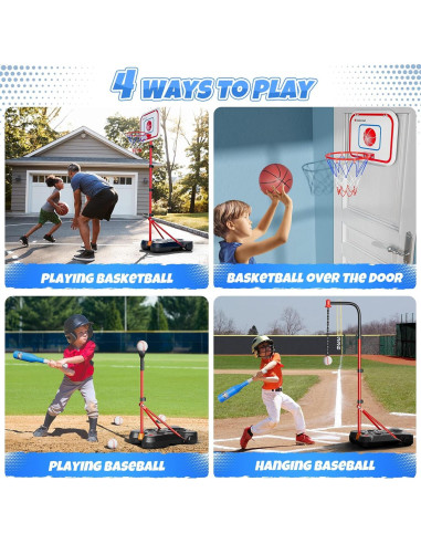 HopeRock Set 2 en 1 Canasta de Baloncesto y Béisbol Ajustable