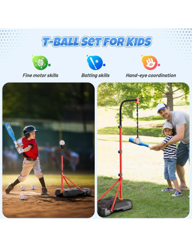 HopeRock Set 2 en 1 Canasta de Baloncesto y Béisbol Ajustable