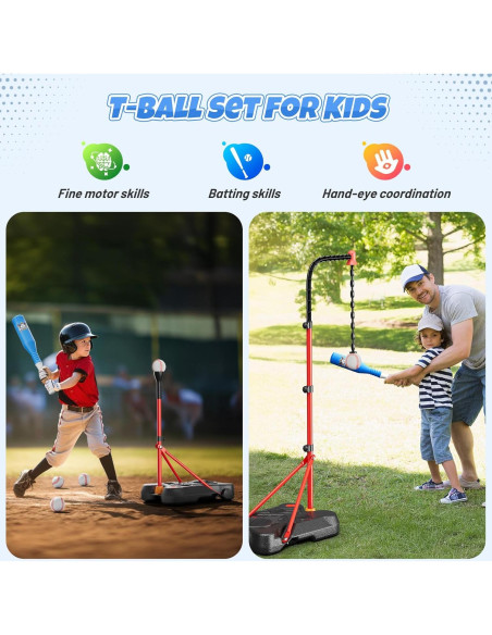 HopeRock Set 2 en 1 Canasta de Baloncesto y Béisbol Ajustable