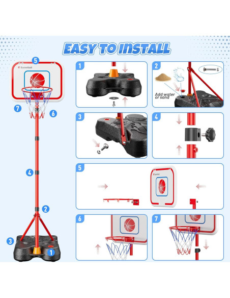 HopeRock Set 2 en 1 Canasta de Baloncesto y Béisbol Ajustable