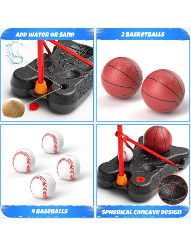 HopeRock Set 2 en 1 Canasta de Baloncesto y Béisbol Ajustable