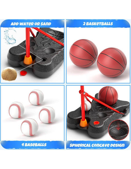 HopeRock Set 2 en 1 Canasta de Baloncesto y Béisbol Ajustable
