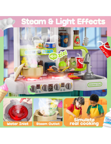 Juego de Cocina para Niños Max & Deril 96 Piezas Verde